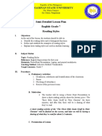 Semi-Detailed Lesson Plan English-Grade 7 Reading Styles: Pangasinan State University