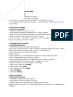 PART I. Sample Letters 1. Placing An Order For Fancy Rush Mats Comprehension Questions