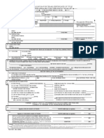 Application For Texas Cerificate of Title