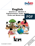 English Quarter 2 Module 4 - Argumentative Texts - Modal Verbs and Modal Adverbs