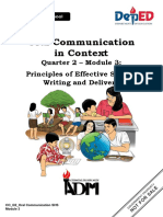 Oral Communication in Context: Quarter 2 - Module 3: Principles of Effective Speech Writing and Delivery