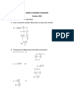 Grade 10 Graded Classwork October 2020 Instructions: Answer ALL Questions