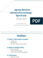 Program Review: Advanced Learning/ Spectrum: October 2017