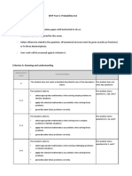 MYP Year 5: Probability Test Instructions:: Achievement Level Level Descriptor Task-Specific Descriptors