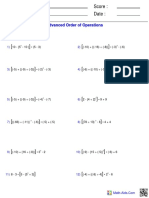 Name: Teacher: Date: Score:: Advanced Order of Operations