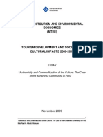 Master in Tourism and Environmental Economics (MTEE) : Essay "Authenticity and Commoditization of The Culture: The Case