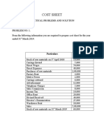 Practical Problems and Solution of Cost Sheet