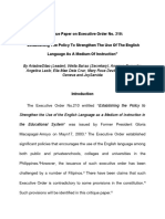 A Critique Paper On Executive Order No. 210: "Establishing The Policy To Strengthen The Use of The English Language As A Medium of Instruction"