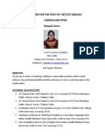 Applied For The Post Of: PGT/TGT English Curriculum Vitae Roopali Arora