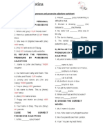 Subject Pronouns and Possessive Adjectives Worksheet