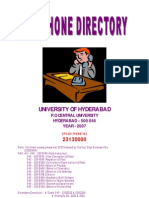 Universtiy of Hyderabad Telephones Directory