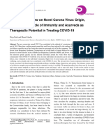 Systematic Review On Novel Corona Virus: Origin, Transmission, Role of Immunity and Ayurveda As Therapeutic Potential in Treating COVID-19