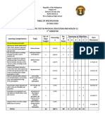 GRADE 12 TOS P E and Health 12