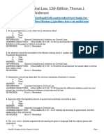 Test Bank For Criminal Law 13th Edition Thomas J Gardner Terry M Anderson