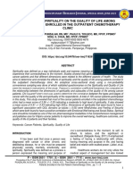 The Effects of Spirituality On The Quality of Life Among Cancer Patients Enrolled in The Out Patient Chemotheraphy Clinic