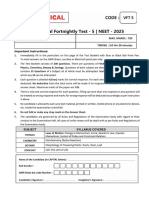 Medical (VFT-5) Fortnightly Test-5 (04!09!2023) - NEET-2025 - Questions Paper