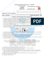 Navodaya Exam JNVST Class 6 Model Question Paper 3 English Medium