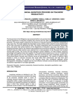 Influence of Financial Incentives Provided On Teachers' Productivity