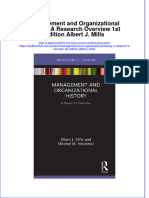 PDF Management and Organizational History A Research Overview 1St Edition Albert J Mills Ebook Full Chapter