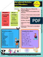 Singular, Plural - Articles - Colours - Numbers Worksheets - Compressed