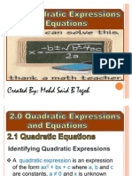 Chapter 2 Quadratic Expressions and Equations