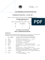 The Institute of Chartered Accountants of Sri Lanka: Intermediate Examination - January 2008