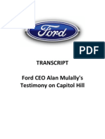 Ford CEO Alan Mulally Oral Testimony