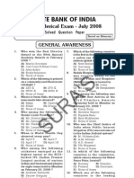 B71 - SBI Clerical Exam Solved Q Paper - July 2008