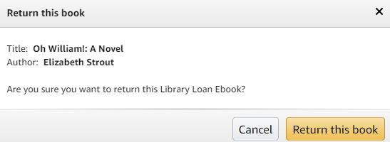 Amazon return this book confirmation query