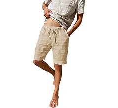 Herrenshorts aus Leinenmaterial leichte luftige Sommershorts einfarbige lockere Passform kurze Freizeithose