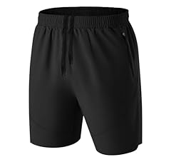 Men's Casual Sports Quick Dry Workout Running or Gym Training Short with Zipper Pockets