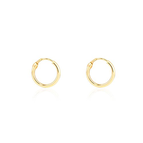 Pendientes Oro Aro Liso 10X1.2 mm - 9 kts - Scatola Regalo - Certifica...