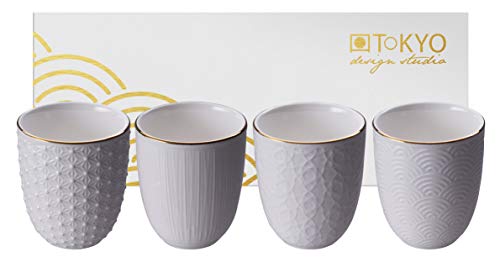 TOKYO design studio Nippon White Set di 4 Tazze Bianco, con Bordo in O...