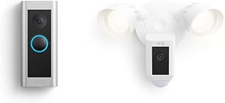 Ring Wired Doorbell Pro (Video Doorbell Pro 2) with Ring Floodlight Cam Wired Plus - White