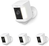 Ring Spotlight Cam Plus, Battery | Two-Way Talk, Color Night Vision, and Security Siren (2022 release) | 4-pack, White