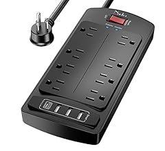 6Ft Extension Cord Power Bar, Nuetsa Surge Protector 8 AC Outlets and 4 USB Ports(3U1C), 6 Feet Power Strip (1625W/13A) for…