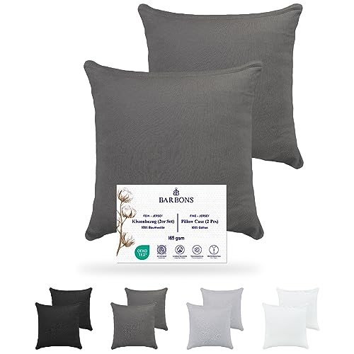 Barbons Kissenbezug 40x40 2er Set– 165 g/m² Oeko-TEX Zertifiziert Kopfkissenbezug 100% Jersey Baumwolle weiche Kissenbezüge K