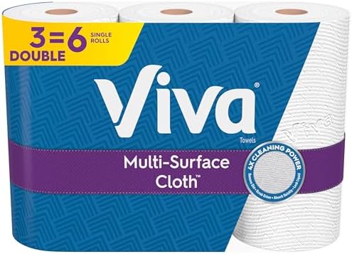 Viva Multi-Surface Cloth Paper Towels, 3 Double Rolls, 110 Sheets Per Roll