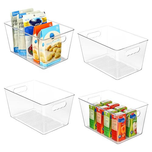 Vtopmart Fridge Organizers and Storage, 4 PCS Food Storage Bins with Handle for Refrigerator, Fridge, Cabinet, Kitchen, Count