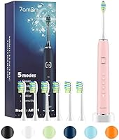 7am2m Sonic Electric Toothbrush with 6 Brush Heads for Adults and Kids, Wireless Fast Charge, One Charge for 60 Days,5...