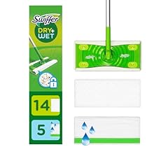 Swiffer Wet & Dry Sweeper Starter Kit, Mops for Floors, Includes 1 Floor Mop, 5 Swiffer Wet Pads & 14 Dry Cloth Refills