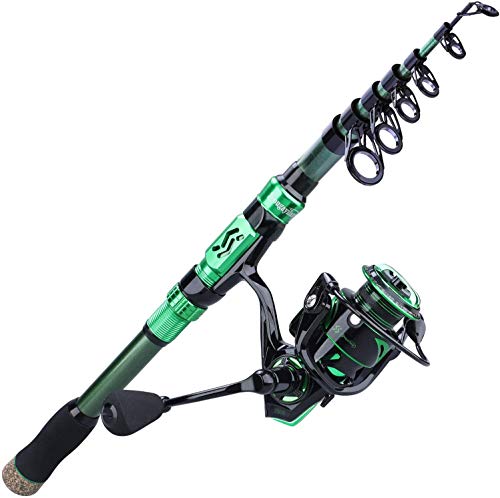 Sougayilang Canna da pesca Reel Combos, 24Ton fibra di carbonio, teles...