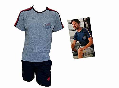 Lotto Pigiama Uomo Corto Estivo - Pigiama Uomo Cotone - T-Shirt + Pant...