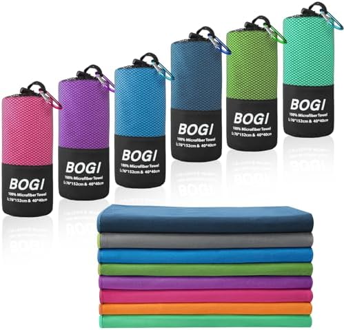 BOGI Microfiber Travel Sports Towel-Quick Dry Towel, Soft Lightweight Microfiber Camping Towel Absorbent Compact Travel Towel for Camping Gym Yoga Swimming Backpacking (L:60''x30''+16''x16''-Nblue)