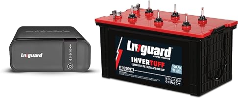 Livguard Inverter & Battery Combo |LG1100_IT 1636STJ |LG1100 - 900 VA/12V Square Wave Inverter |IT 1636STJ 160 Ah with...