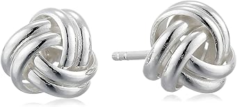 Amazon Collection Sterling Silver Thick Love Knot Post Earrings