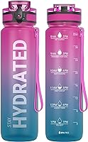 Sahara Sailor Water Bottle, 32oz Motivational Sports Water Bottle with Time Marker - Times to Drink - Tritan, BPA Free,...