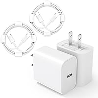 iPhone 15 Charger USB C Wall Charger iPad Pro Charger 2-Pack 20W Type C Charger Block with 2 Pack 6FT USB C Cable for...