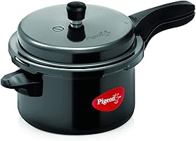 Pigeon by Stovekraft Titanium Hard Anodized Aluminium Outer Lid Pressure Cooker - 5 Litres - Black