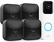 Blink Outdoor, Caméra de surveillance HD sans fil, résistante aux intempéries, Kit 4 caméra + Découvrez Blink Video Doorbell, Audio bidirectionnel, vidéo HD, Alexa intégré